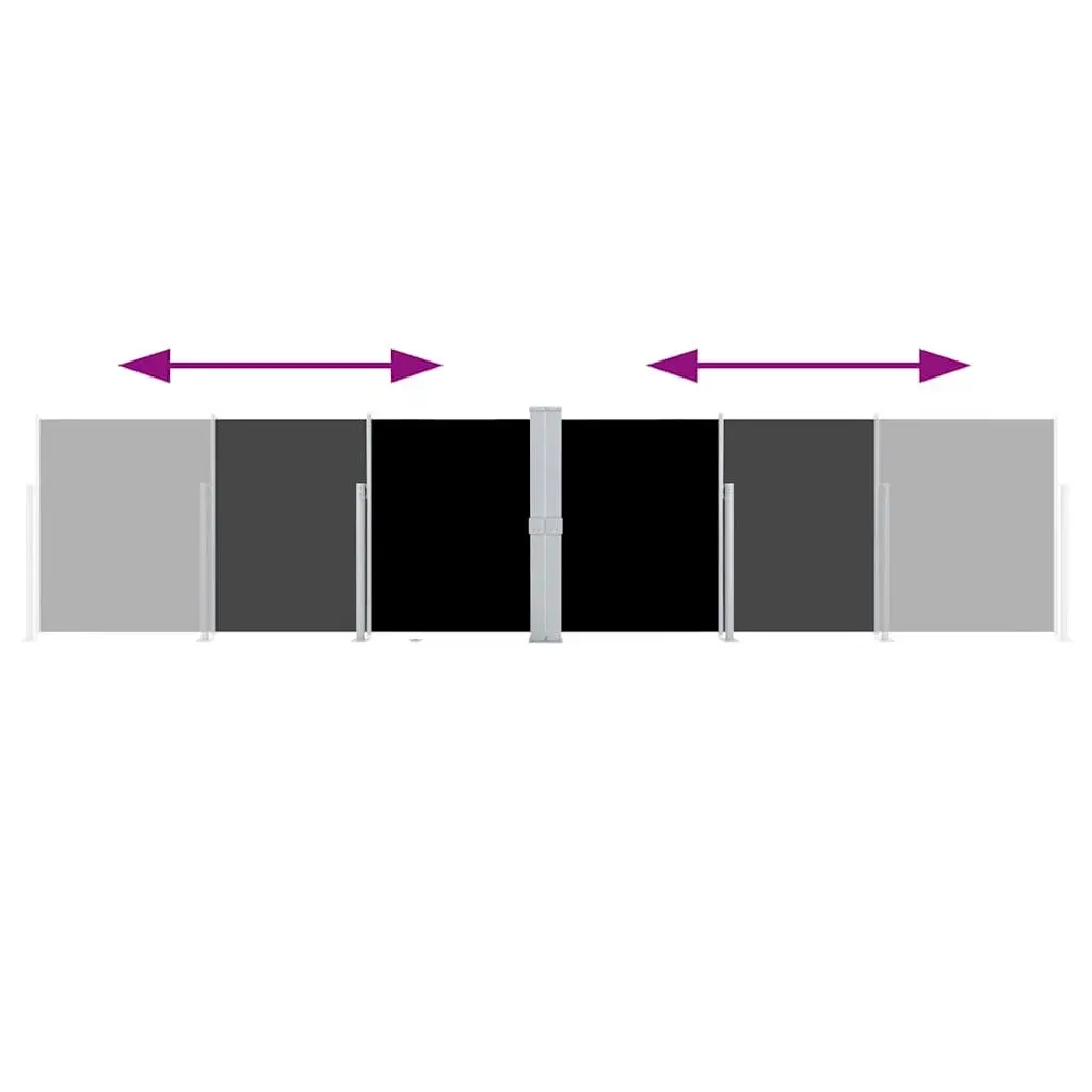 Retractable Side Awning Black 140x600cm Automatic Roll-back Privacy Screen Shade