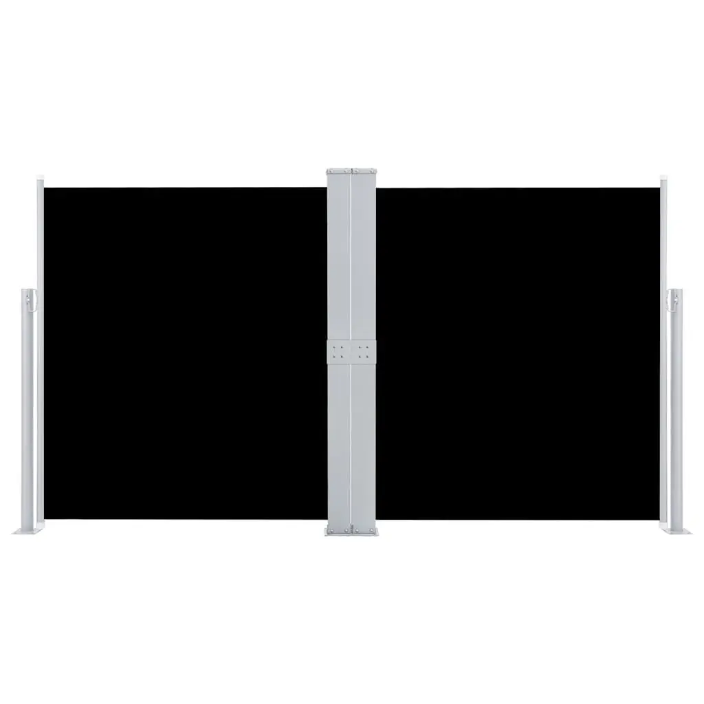 Retractable Side Awning Black 140x600cm Automatic Roll-back Privacy Screen Shade