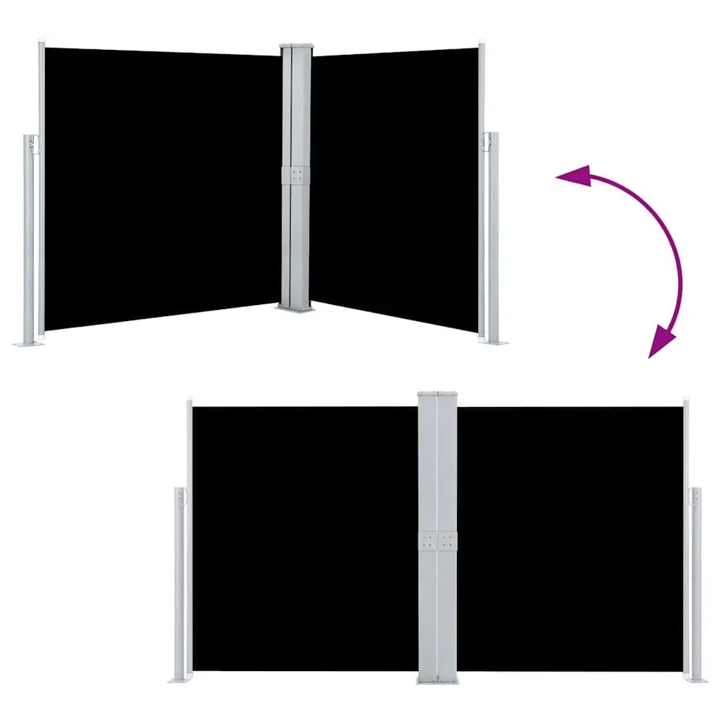 Retractable Side Awning Black 140x600cm Automatic Roll-back Privacy Screen Shade