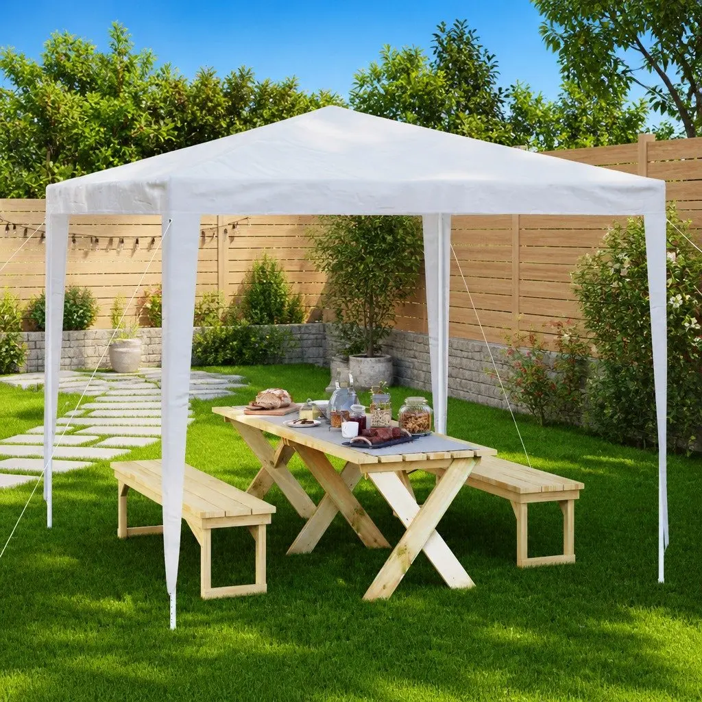 Party Tent Outdoor Canopy Gazebo 2.5x2.5m White Structure Frame