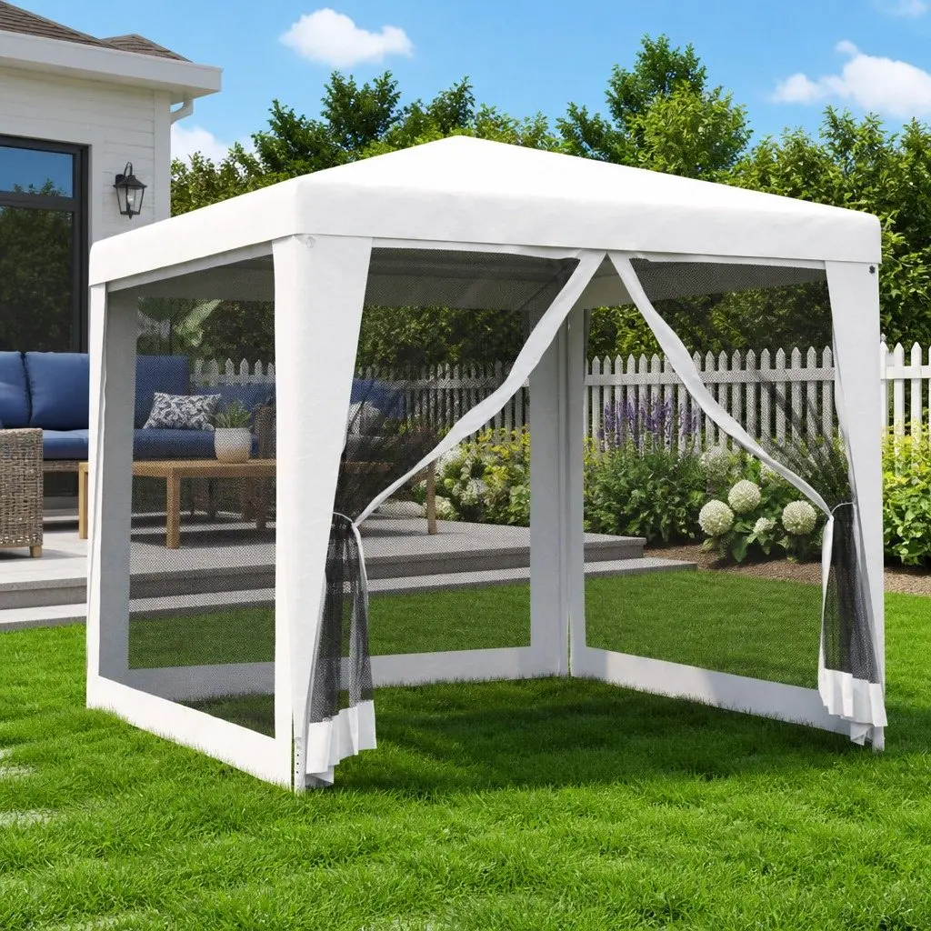 Party Tent Mesh Sidewalls 2.5x2.5m Outdoor Gazebo White