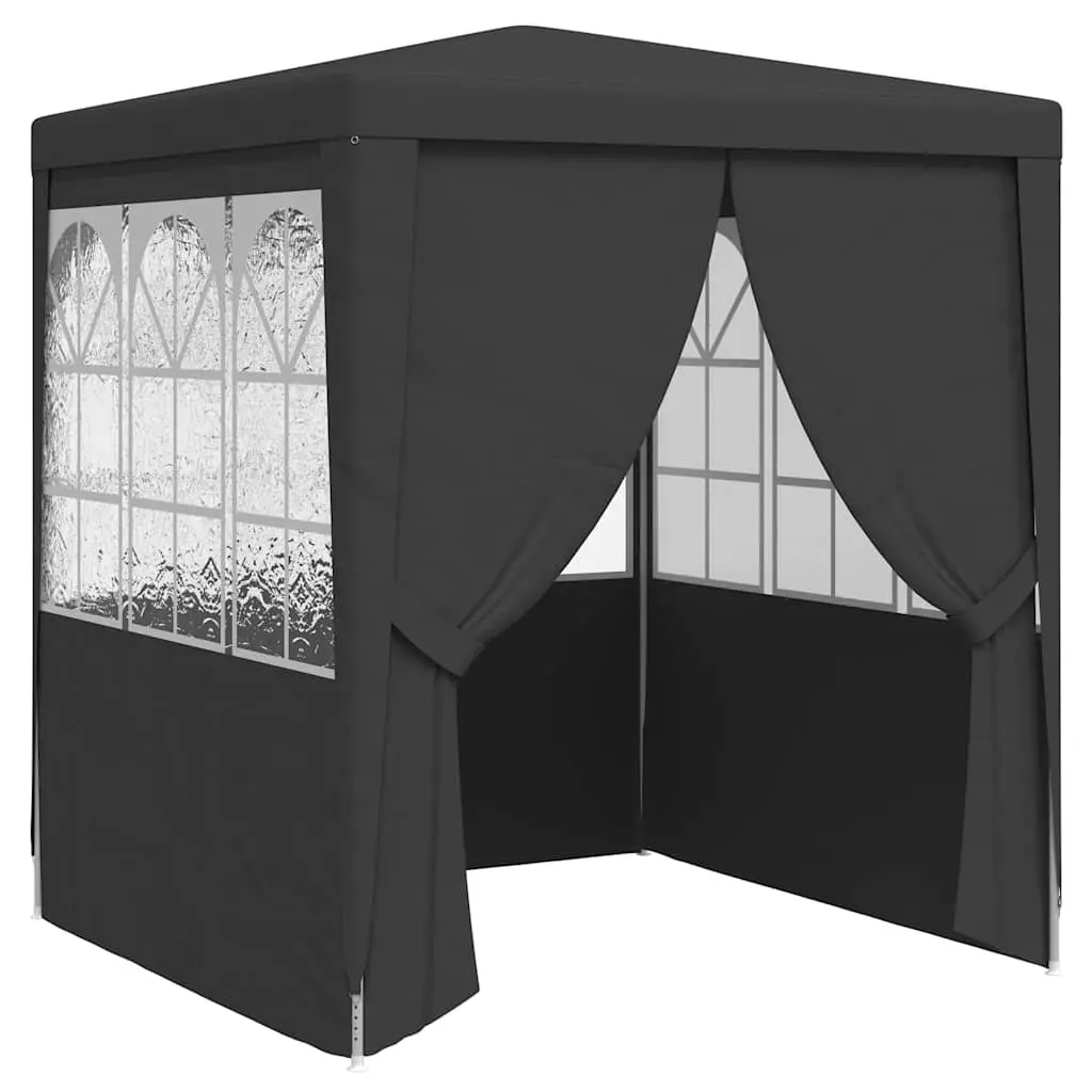 Party Tent UV and Water Resistant 2x2m Outdoor Gazebo Canopy with Side Walls Windows and Zippered Door Anthracite