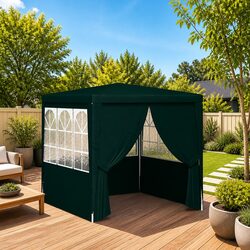 Party Tent 2x2m Green Outdoor Canopy Gazebo with Side Walls Door Windows