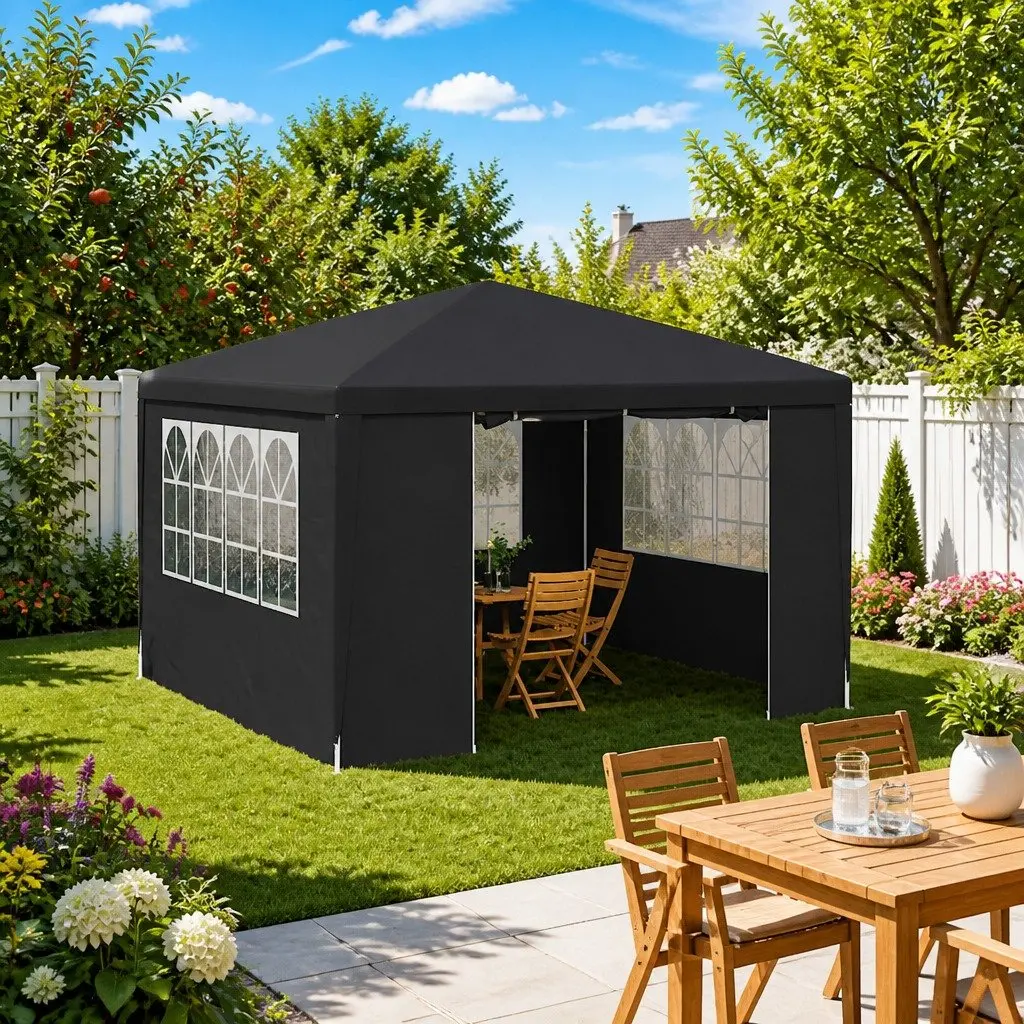 Party Tent Anthracite 4x4 m Outdoor Garden Gazebo Canopy with Side Walls