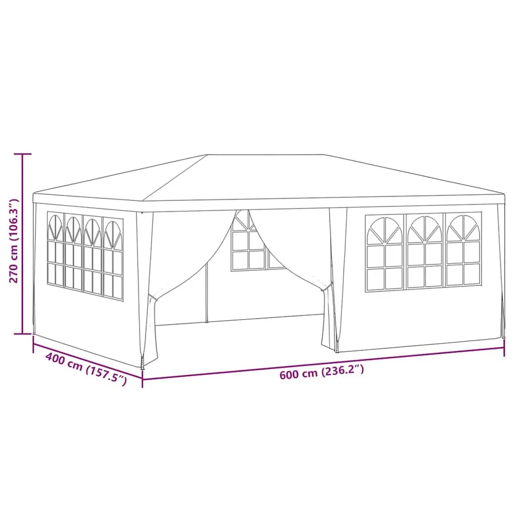 Party Tent Green 4x6m Outdoor Canopy Gazebo with Side Walls Windows Door Panels