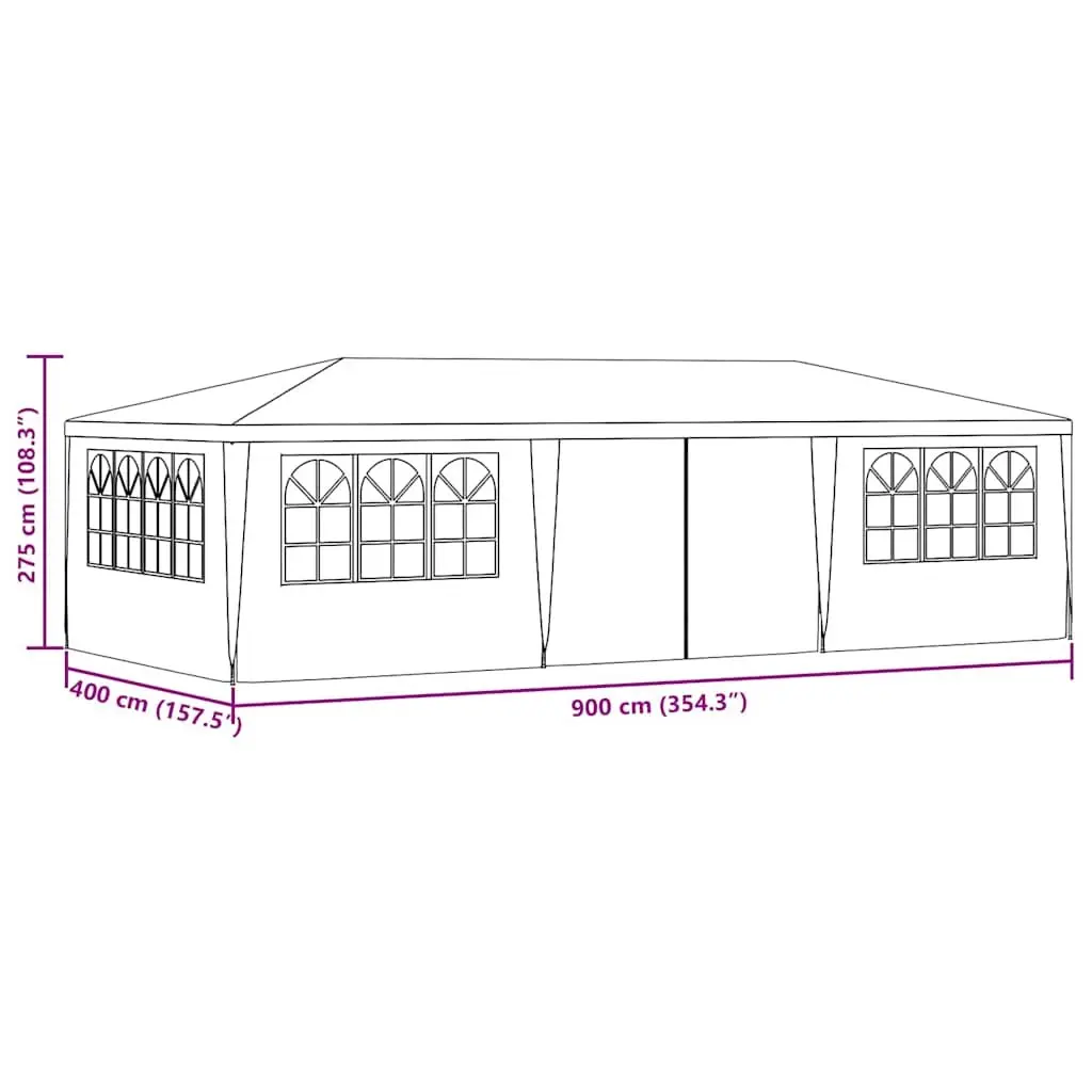 Party Tent Anthracite 4x9 m Outdoor Canopy Gazebo with Side Walls Panels Door