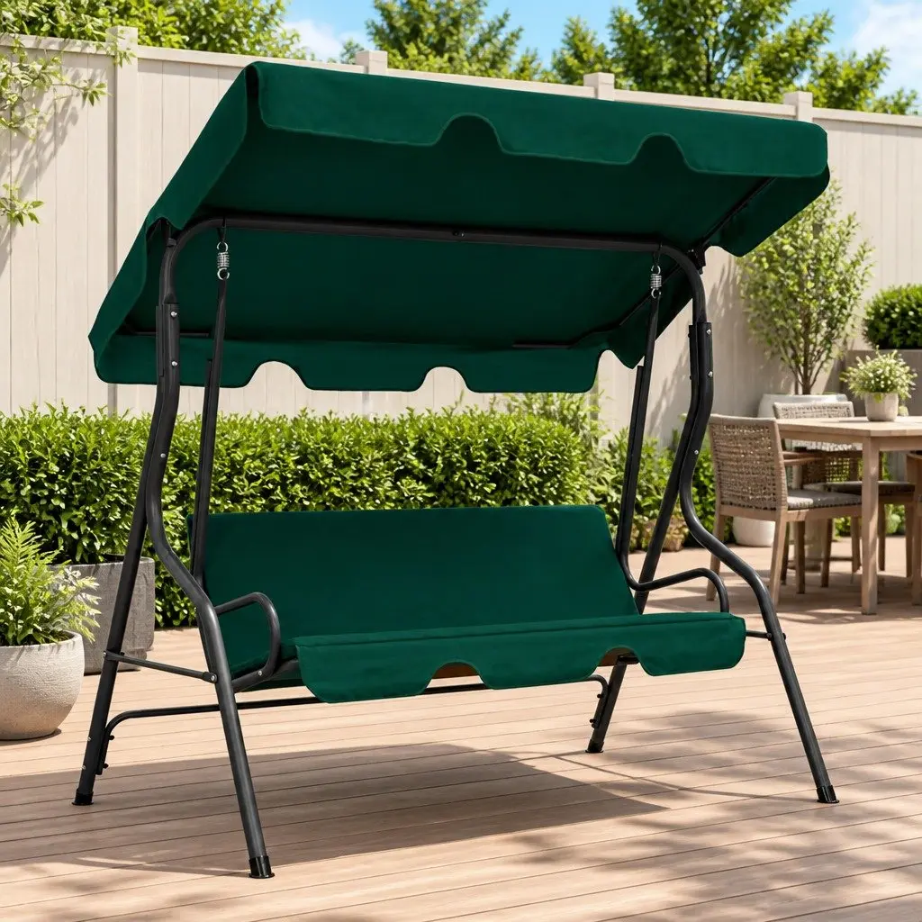 Garden Swing Bench with Canopy Green 170 x 110 x 153 cm