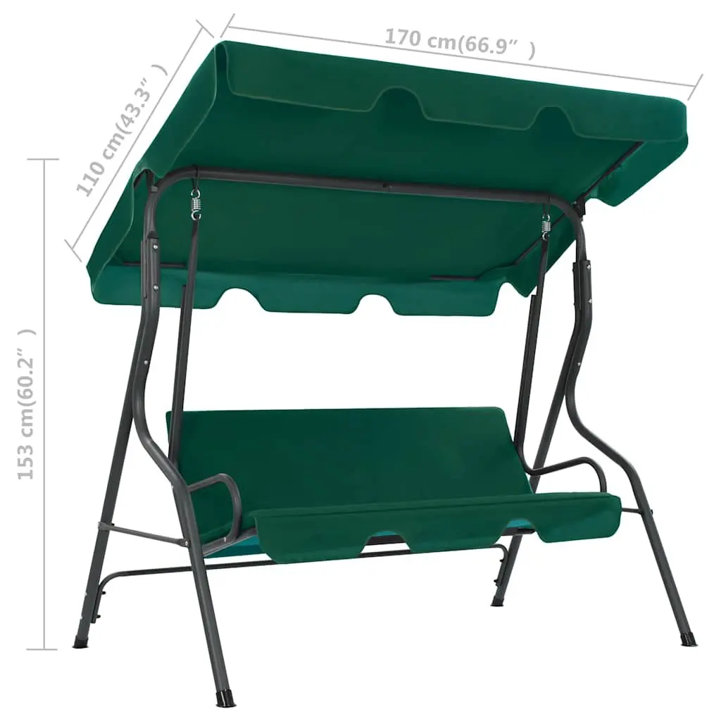 Garden Swing Bench with Canopy Green 170 x 110 x 153 cm