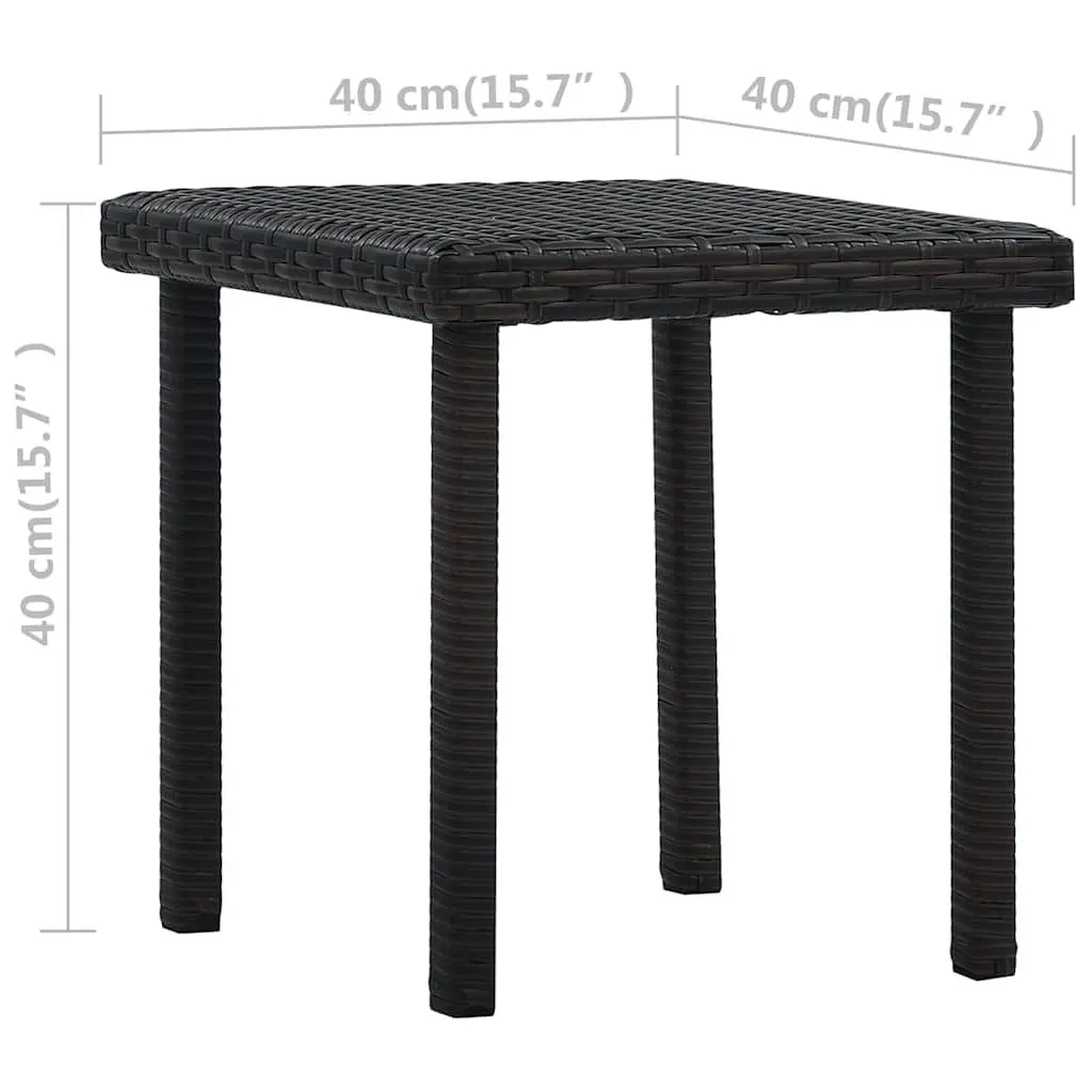 Garden Tea Table Brown PE Rattan 40x40x40 cm Outdoor Patio Furniture