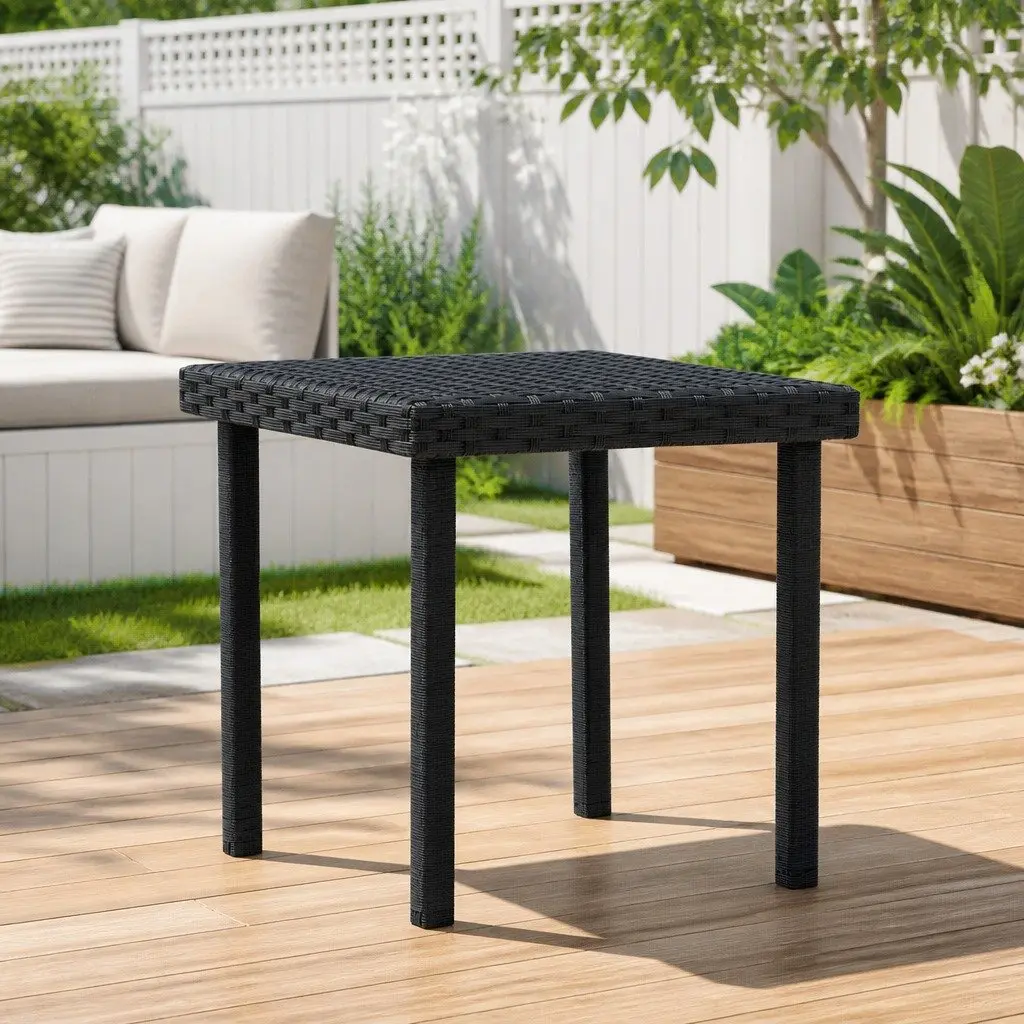 Outdoor Tea Table Black 40x40x40 cm Rattan Furniture