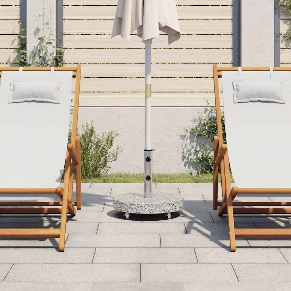 Granite Parasol Base 30kg Round Outdoor Umbrella Stand Grey with Locking Bolts and Castors