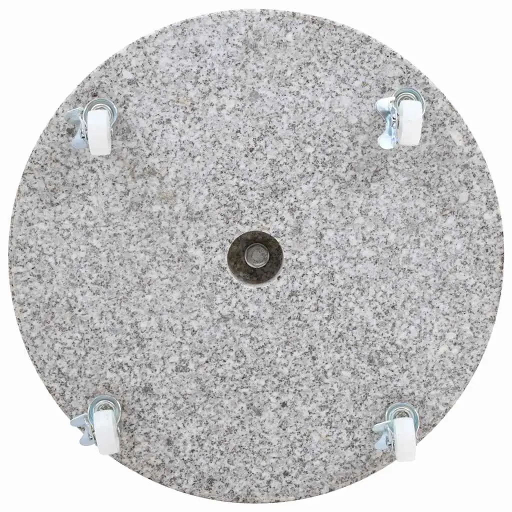 Granite Parasol Base 30kg Round Outdoor Umbrella Stand Grey with Locking Bolts and Castors