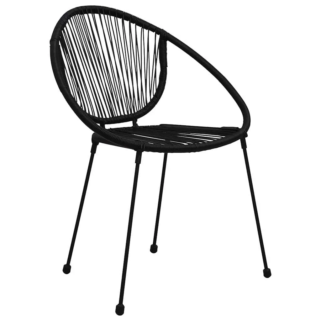 Outdoor Garden Chairs Stackable Ergonomic Black Rattan Style 2 Piece