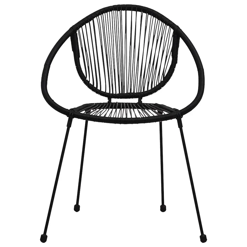 Outdoor Garden Chairs Stackable Ergonomic Black Rattan Style 2 Piece