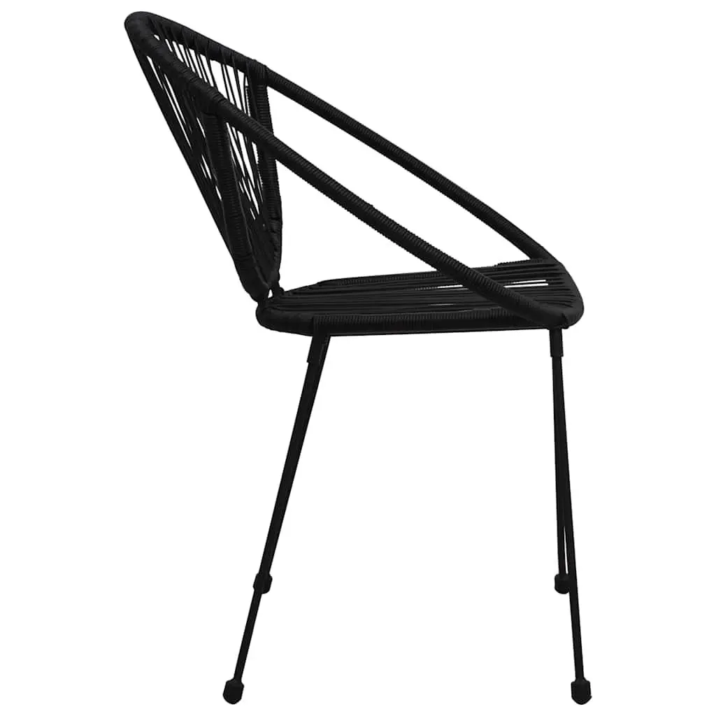 Outdoor Garden Chairs Stackable Ergonomic Black Rattan Style 2 Piece