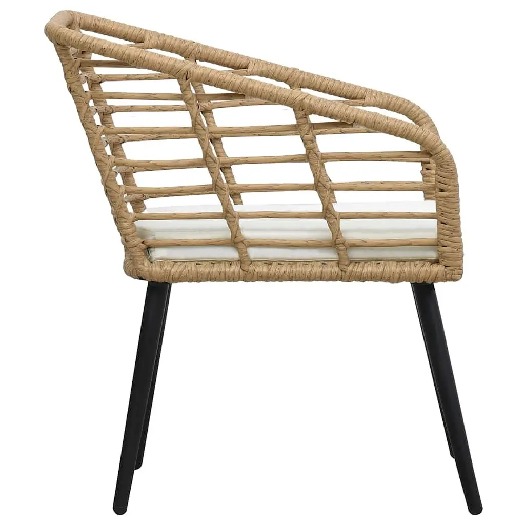 Outdoor Chairs Ergonomic Curved Backrest 2 pcs Brown Poly Rattan with Cushions