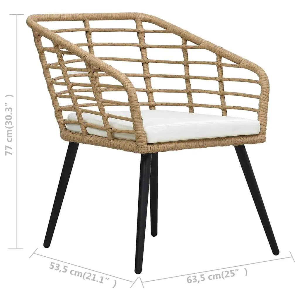 Outdoor Chairs Ergonomic Curved Backrest 2 pcs Brown Poly Rattan with Cushions