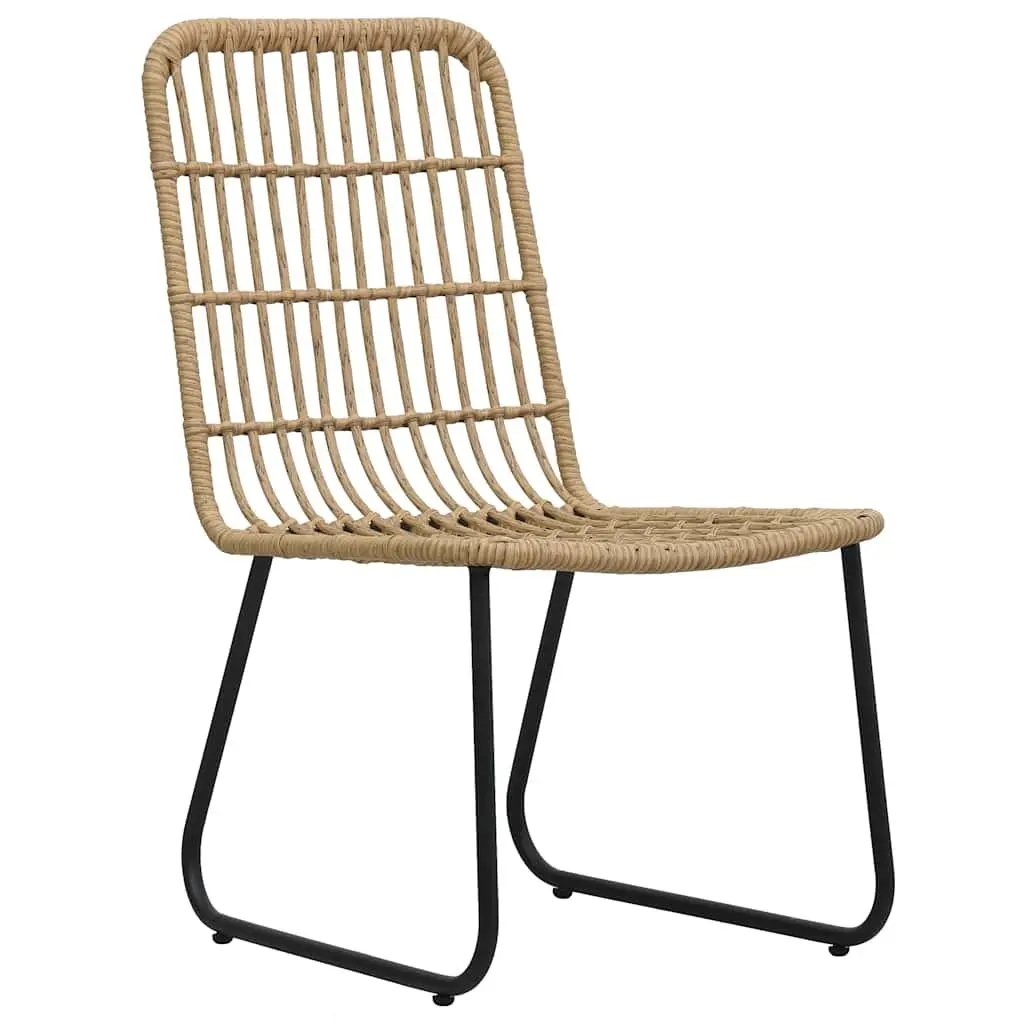 Outdoor Chairs 2 pcs Poly Rattan Brown Garden Patio Seating Curved Backrest Set