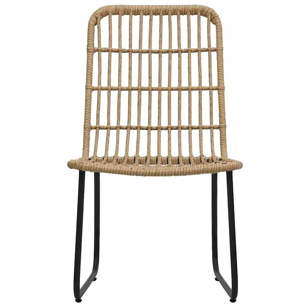 Outdoor Chairs 2 pcs Poly Rattan Brown Garden Patio Seating Curved Backrest Set
