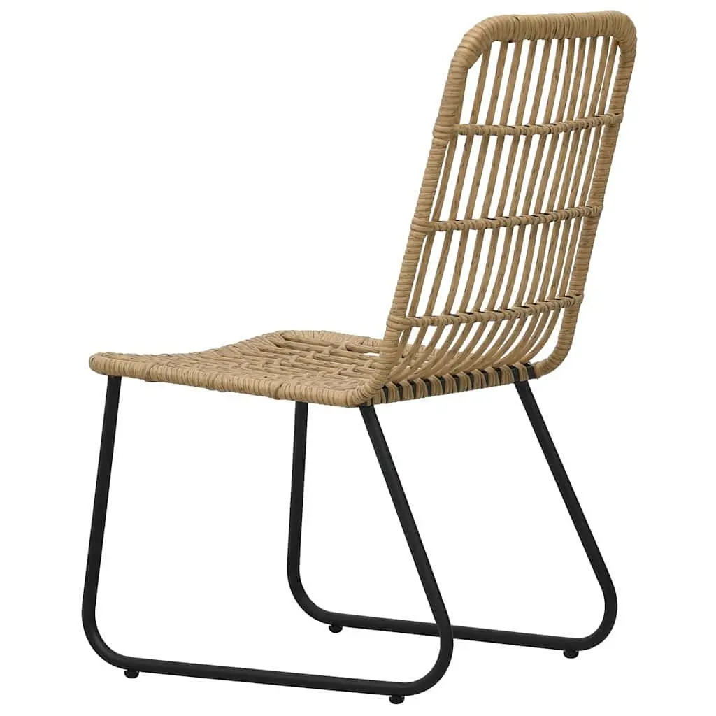Outdoor Chairs 2 pcs Poly Rattan Brown Garden Patio Seating Curved Backrest Set