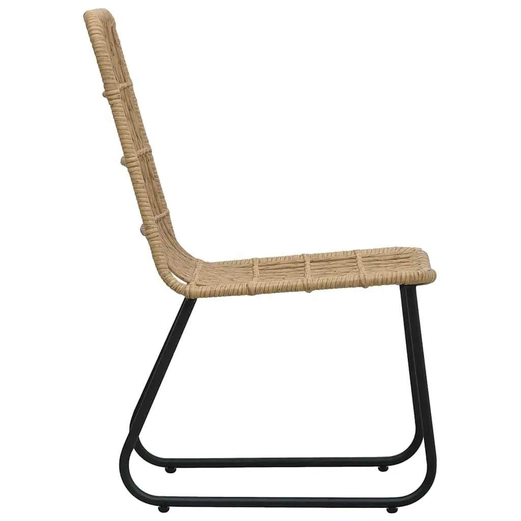 Outdoor Chairs 2 pcs Poly Rattan Brown Garden Patio Seating Curved Backrest Set