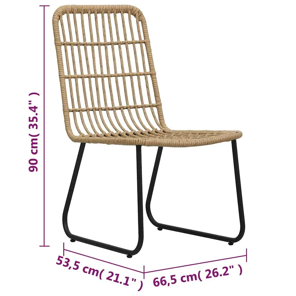 Outdoor Chairs 2 pcs Poly Rattan Brown Garden Patio Seating Curved Backrest Set
