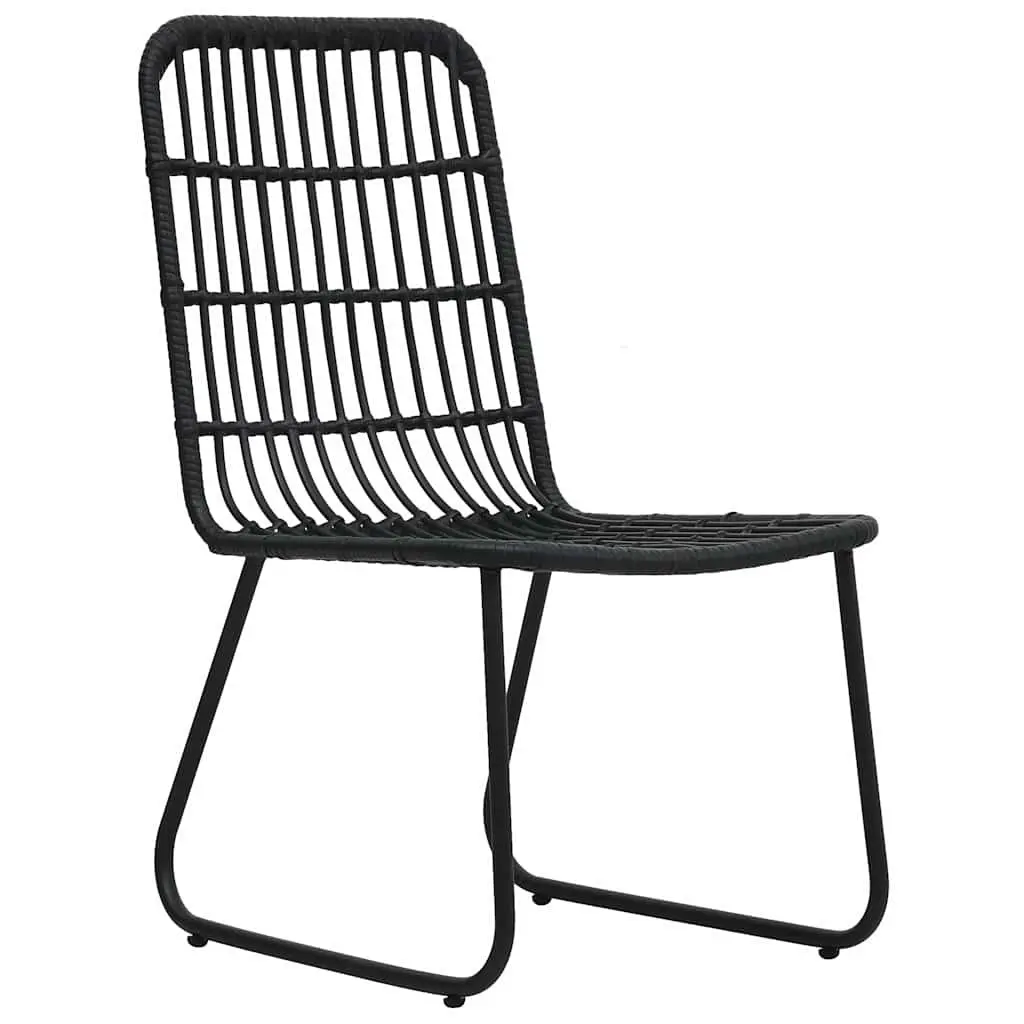 Outdoor Bistro Set Poly Rattan Chairs Coffee Table Black 3 Piece