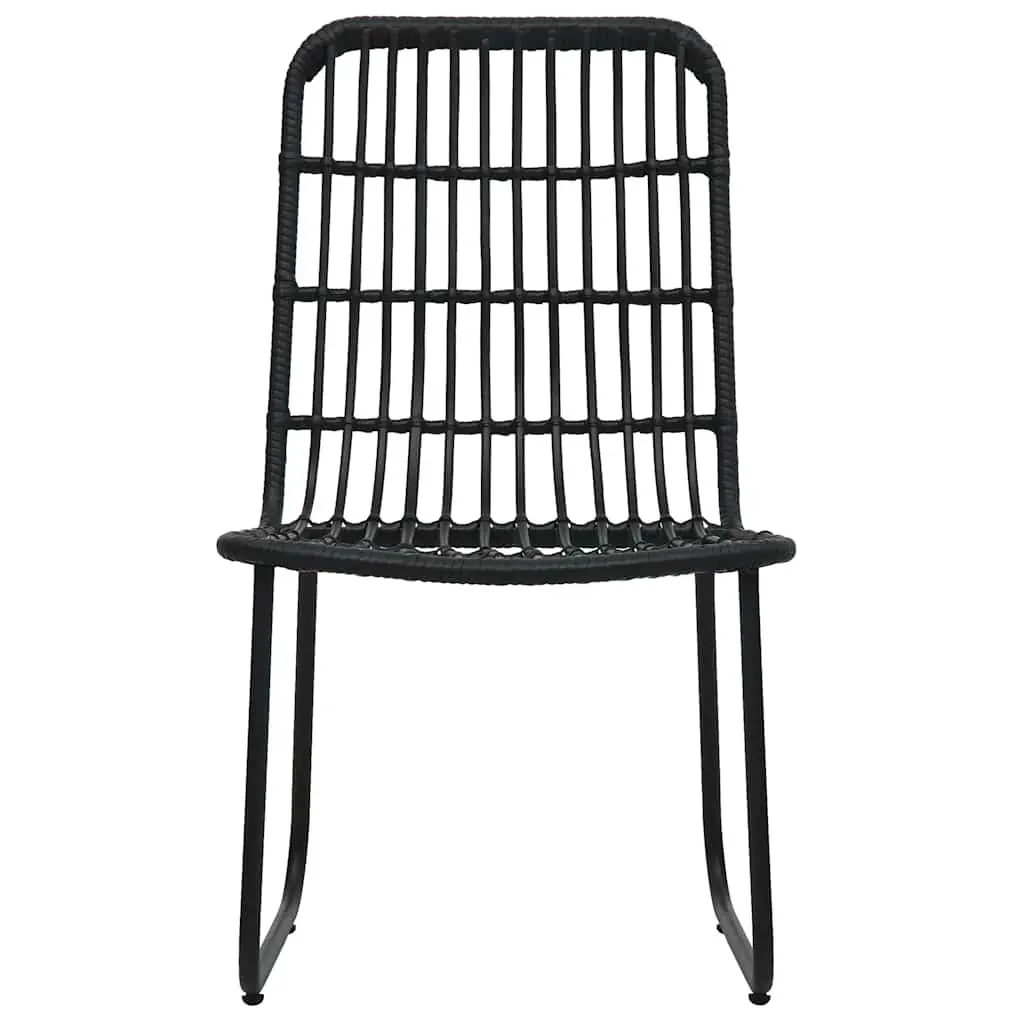 Outdoor Bistro Set Poly Rattan Chairs Coffee Table Black 3 Piece