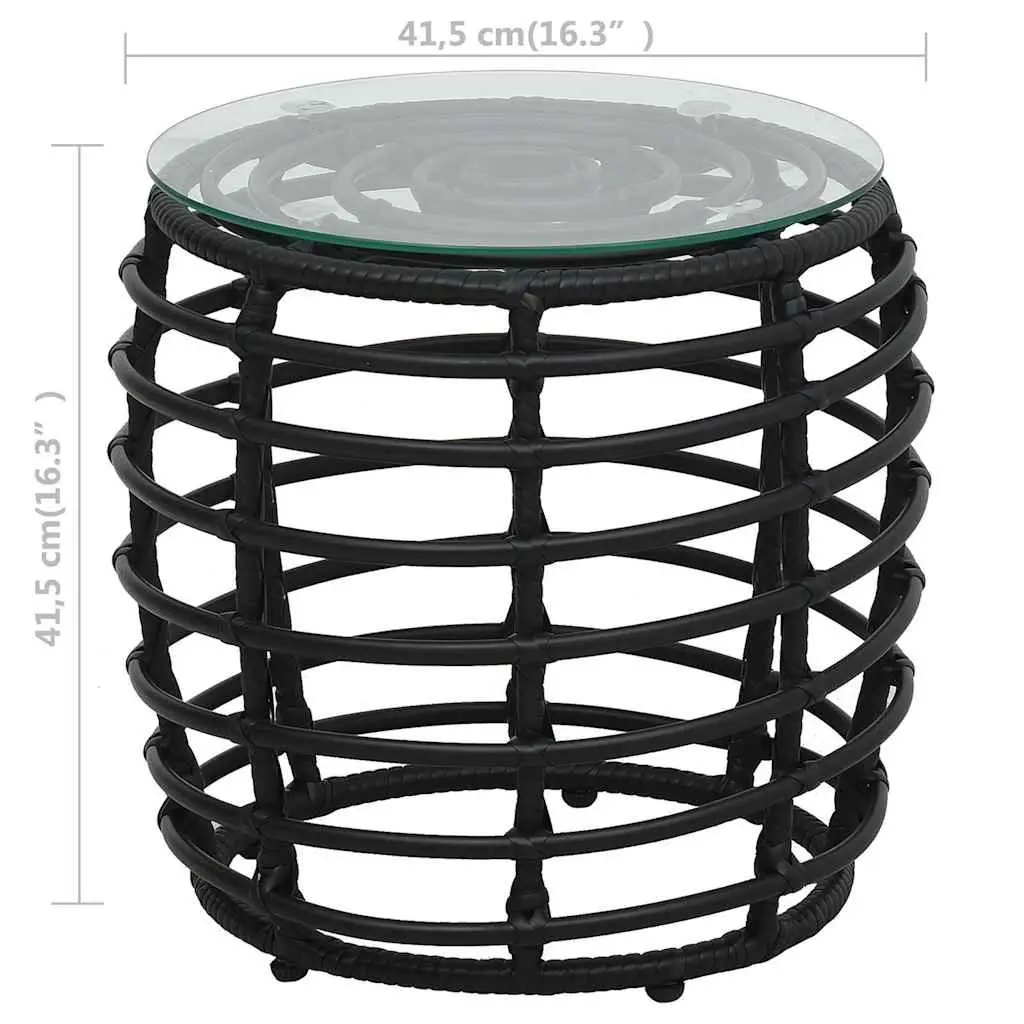 Outdoor Bistro Set Poly Rattan Chairs Coffee Table Black 3 Piece