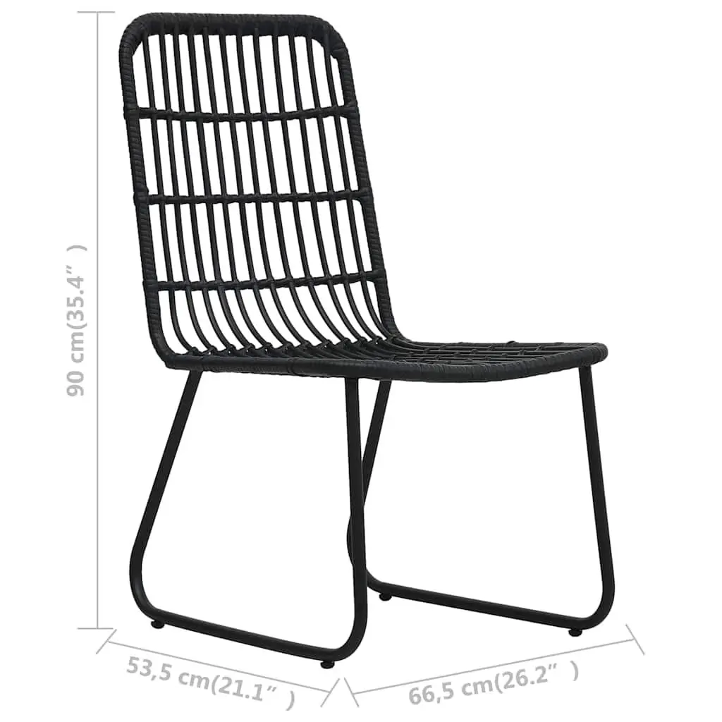 Outdoor Bistro Set Poly Rattan Chairs Coffee Table Black 3 Piece