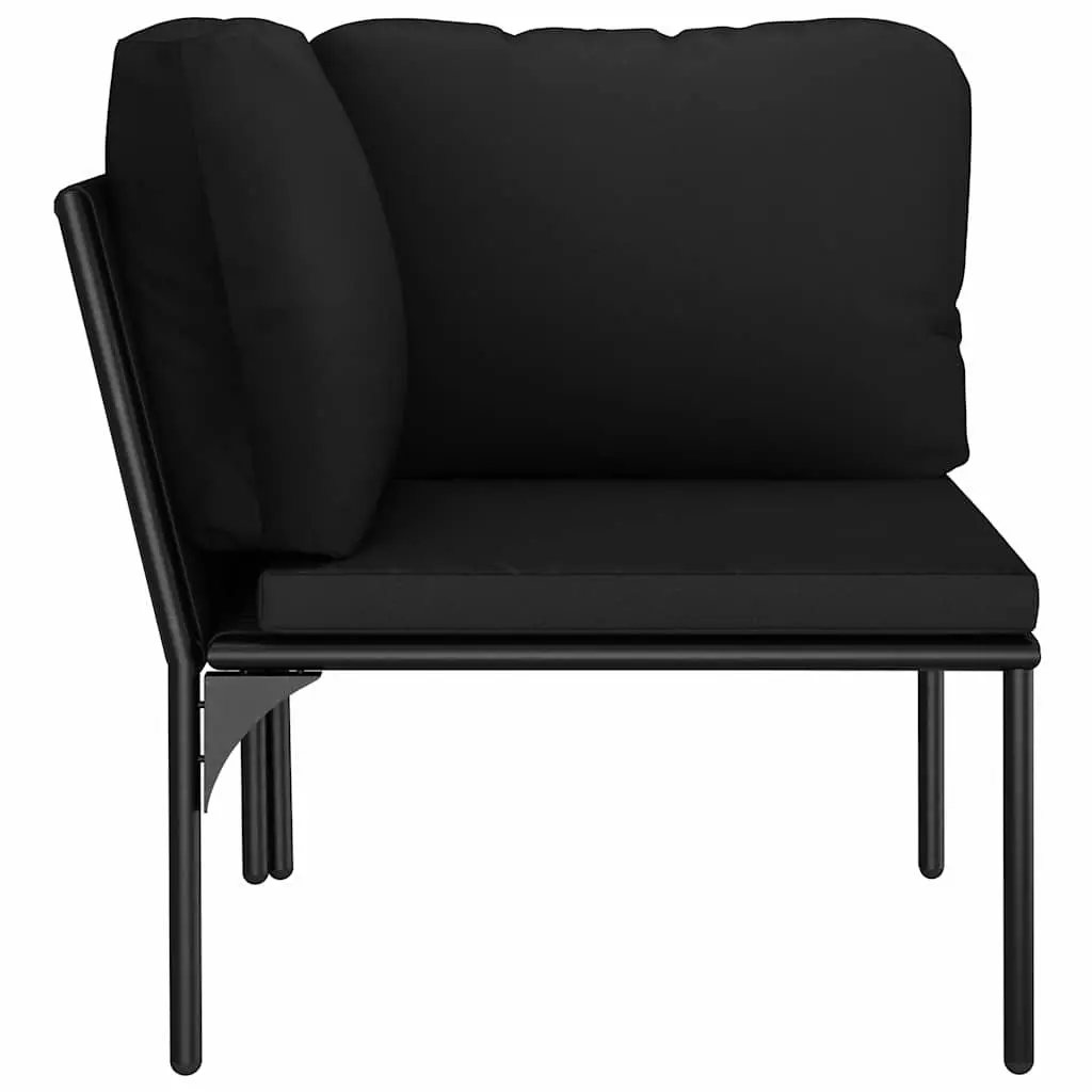 Garden Lounge Set Modular Black 6 Piece Outdoor Patio Furniture with Cushions