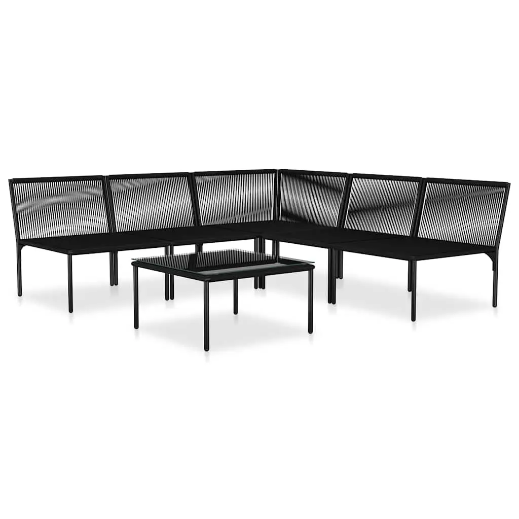 Garden Lounge Set Modular Black 6 Piece Outdoor Patio Furniture with Cushions