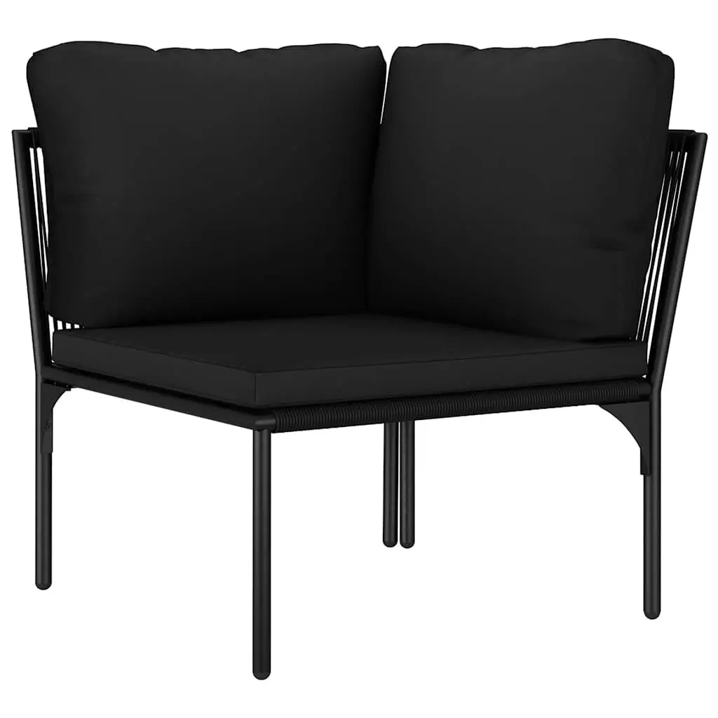 Garden Lounge Set Modular Black 6 Piece Outdoor Patio Furniture with Cushions