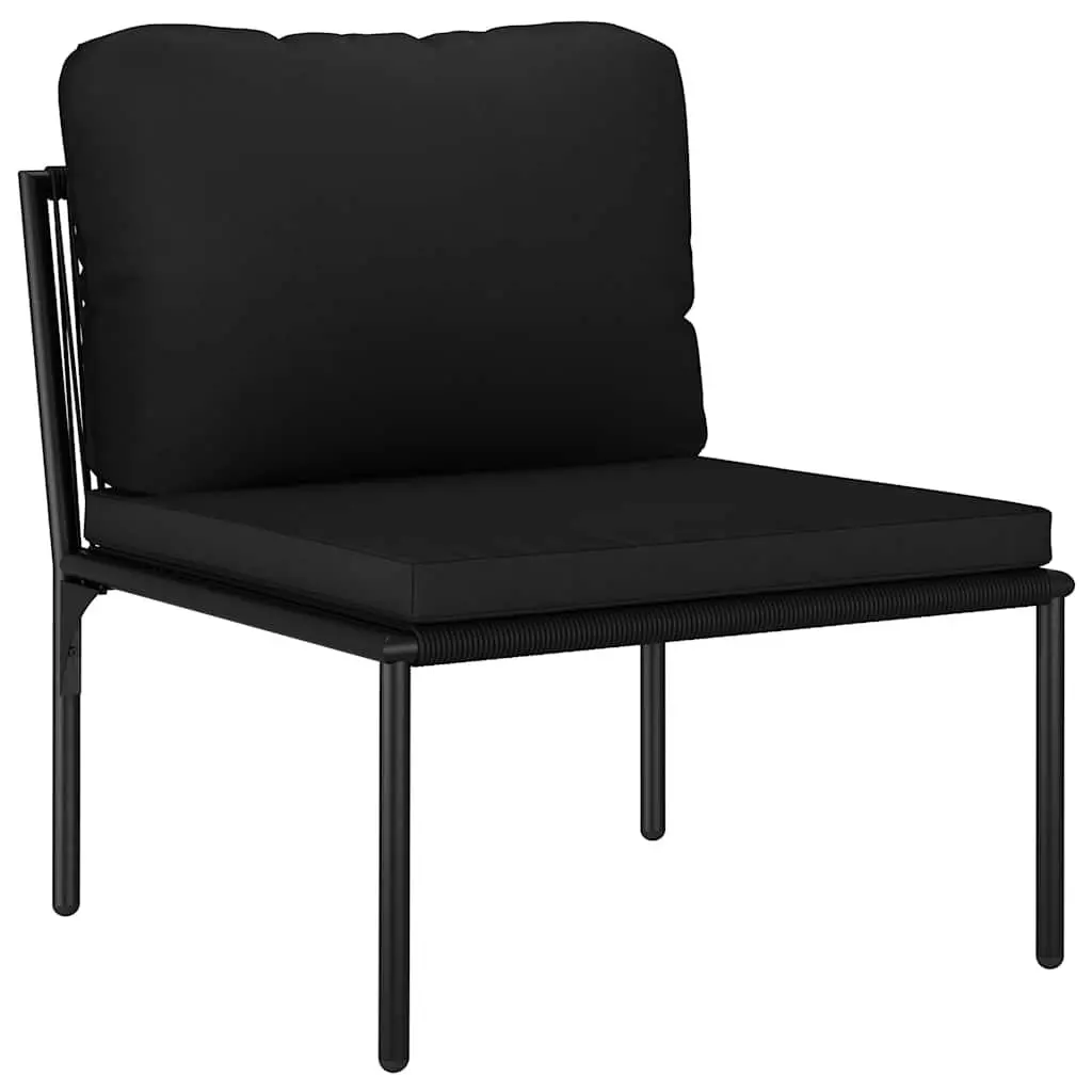 Garden Lounge Set Modular Black 6 Piece Outdoor Patio Furniture with Cushions