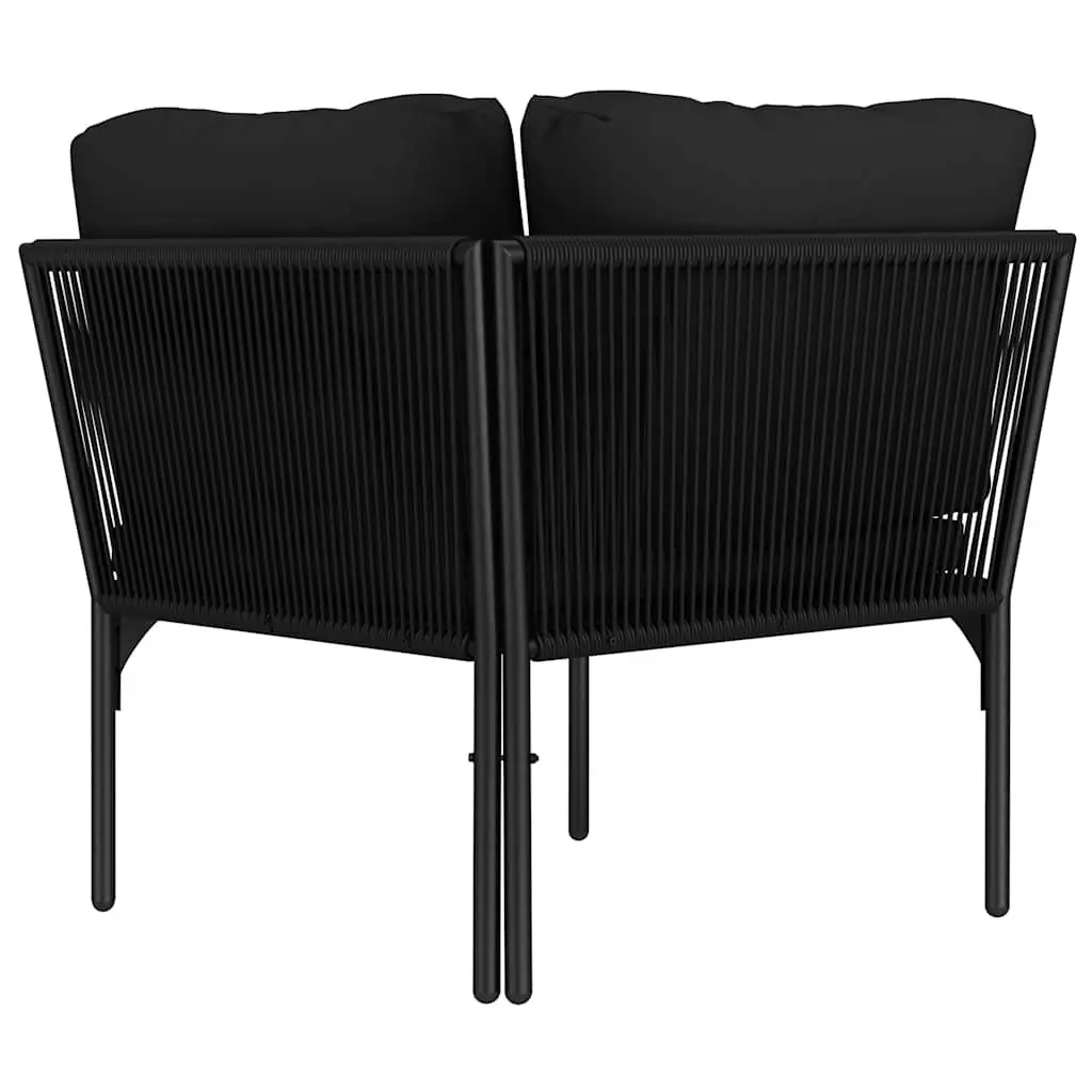6 Piece Garden Lounge Set Outdoor Patio Furniture with Cushions Black PVC Wire