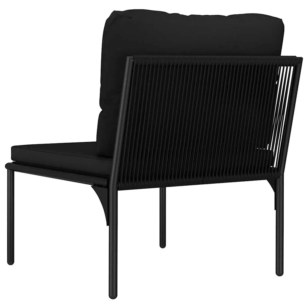 3 Piece Garden Lounge Set Outdoor Patio Furniture with Cushions Black PVC Wire