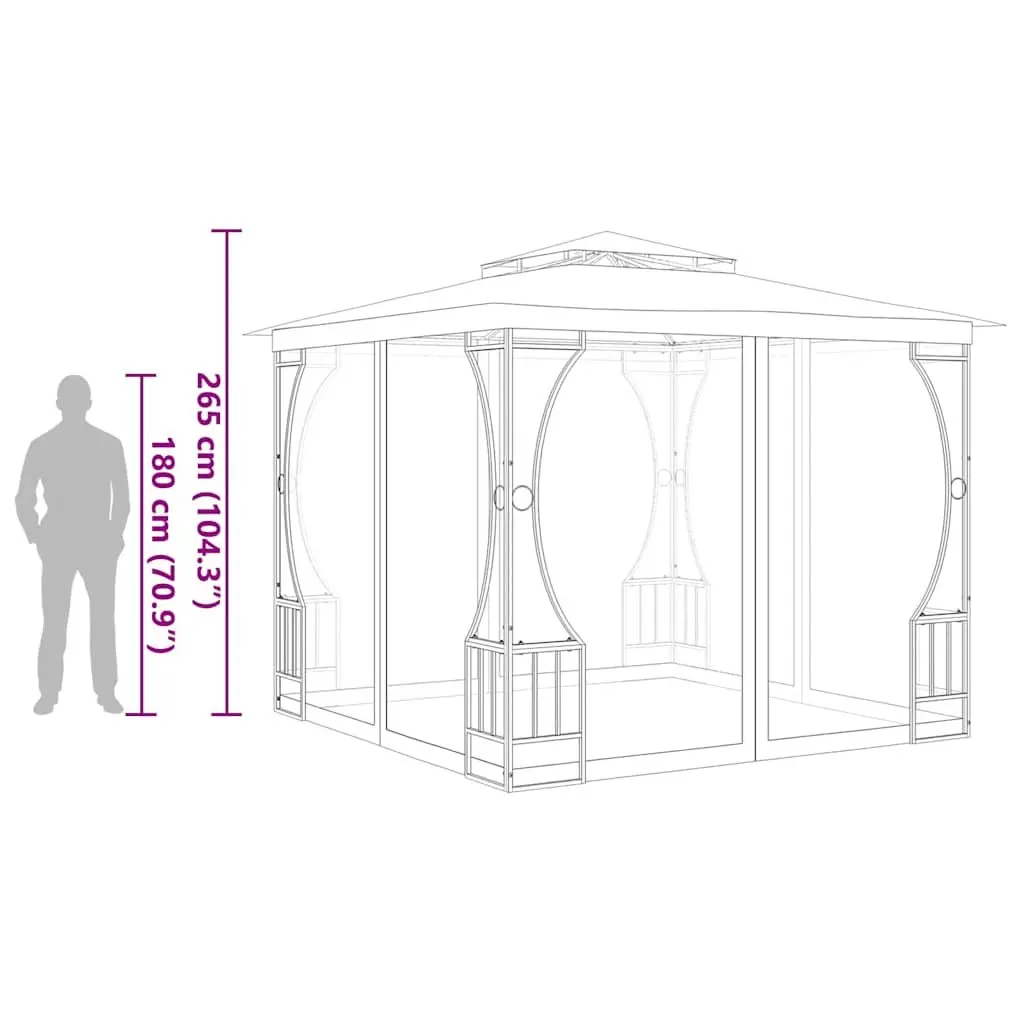 Outdoor Gazebo with Mosquito Nets 300x300x265 cm Cream
