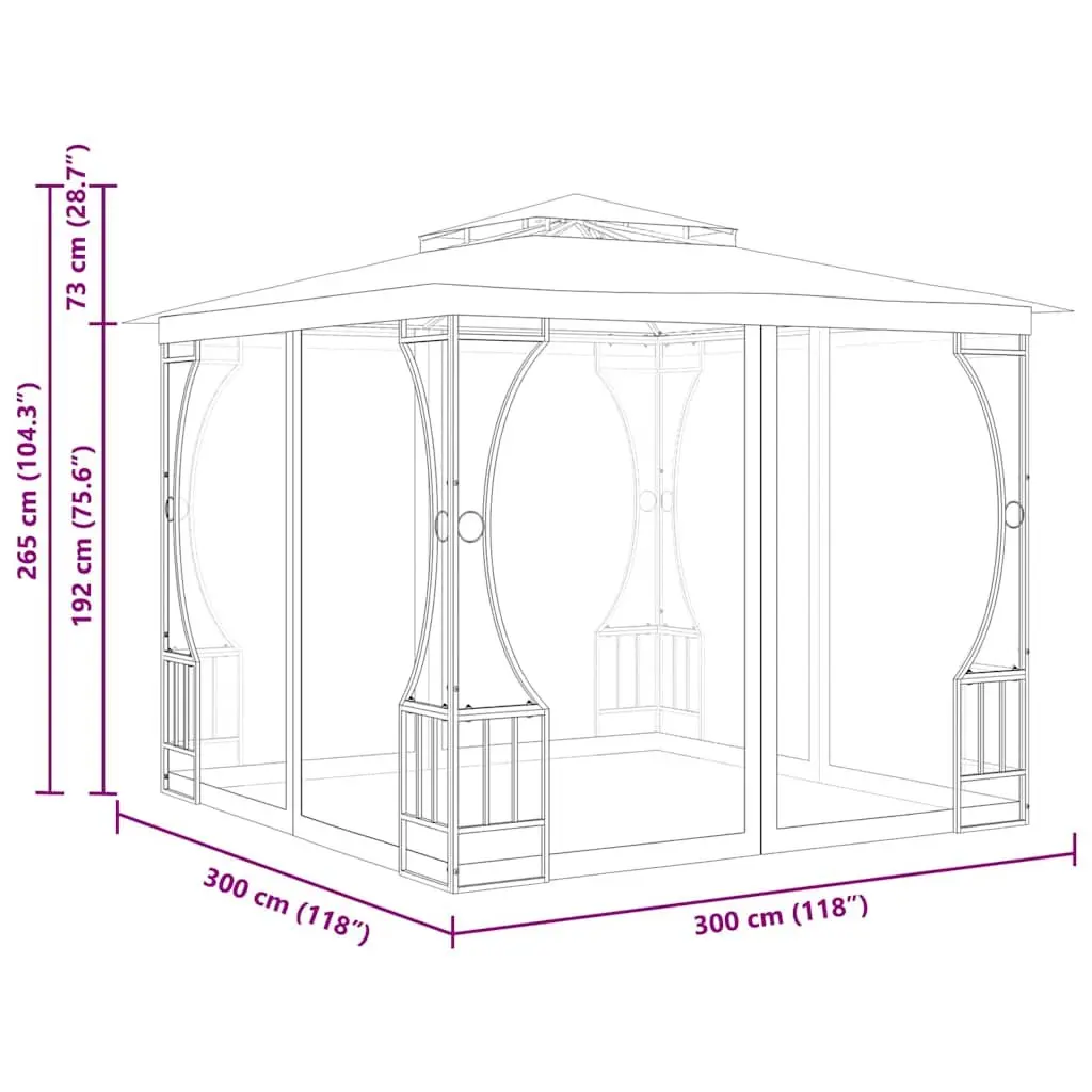 Gazebo with Nets 300x300x265 cm Outdoor Party Tent Backyard Canopy Anthracite
