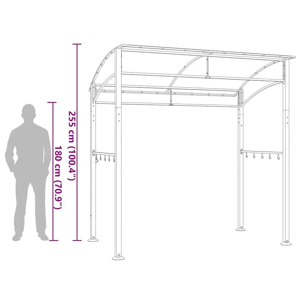BBQ Gazebo Weather Resistant 215x150x220 cm Steel Frame Anthracite
