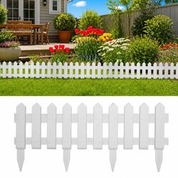 Garden Lawn Edgings 25 Pieces White 10 m Flexible Border Fence Landscape Edging