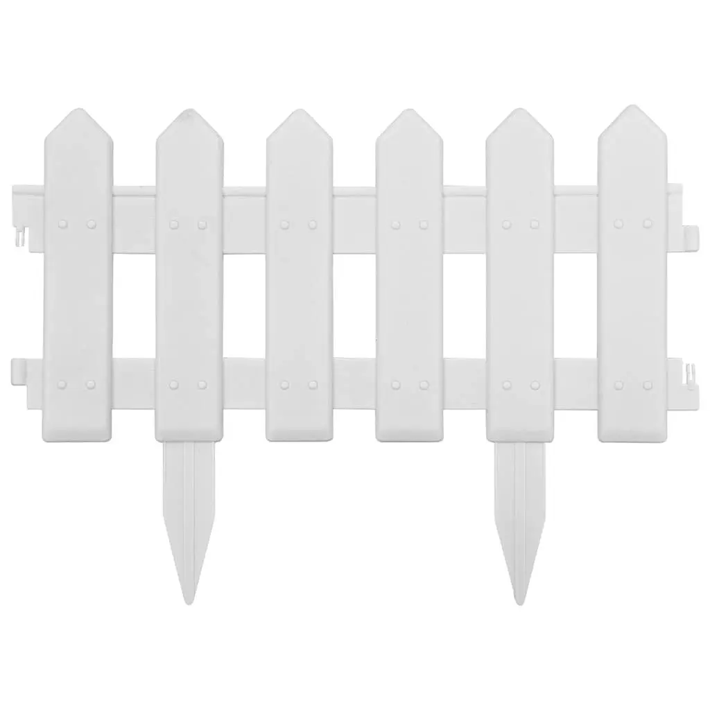 Garden Lawn Edging 25pcs White 10m PP Border Fence Panels Plant Bed Landscape