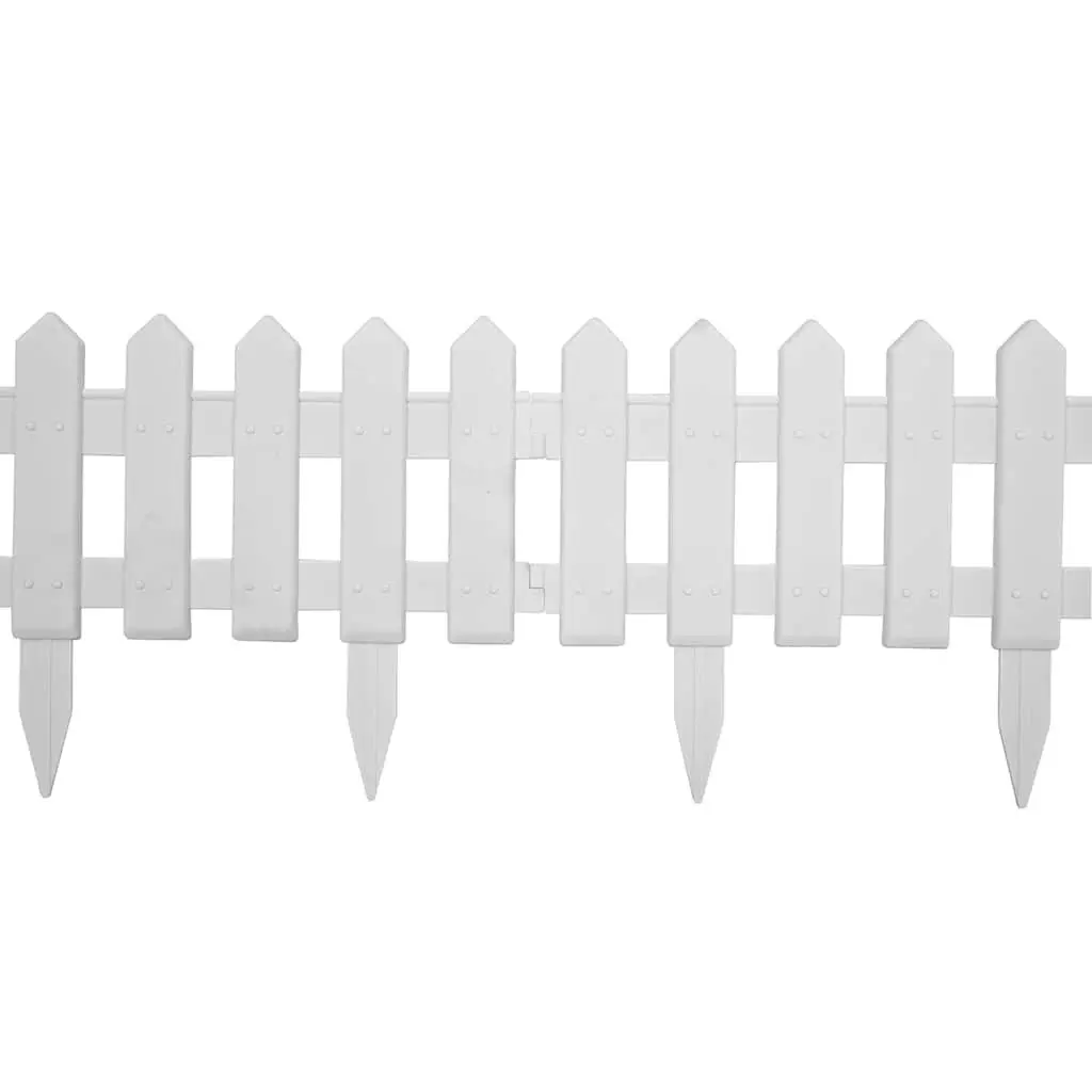 Garden Lawn Edging 25pcs White 10m PP Border Fence Panels Plant Bed Landscape
