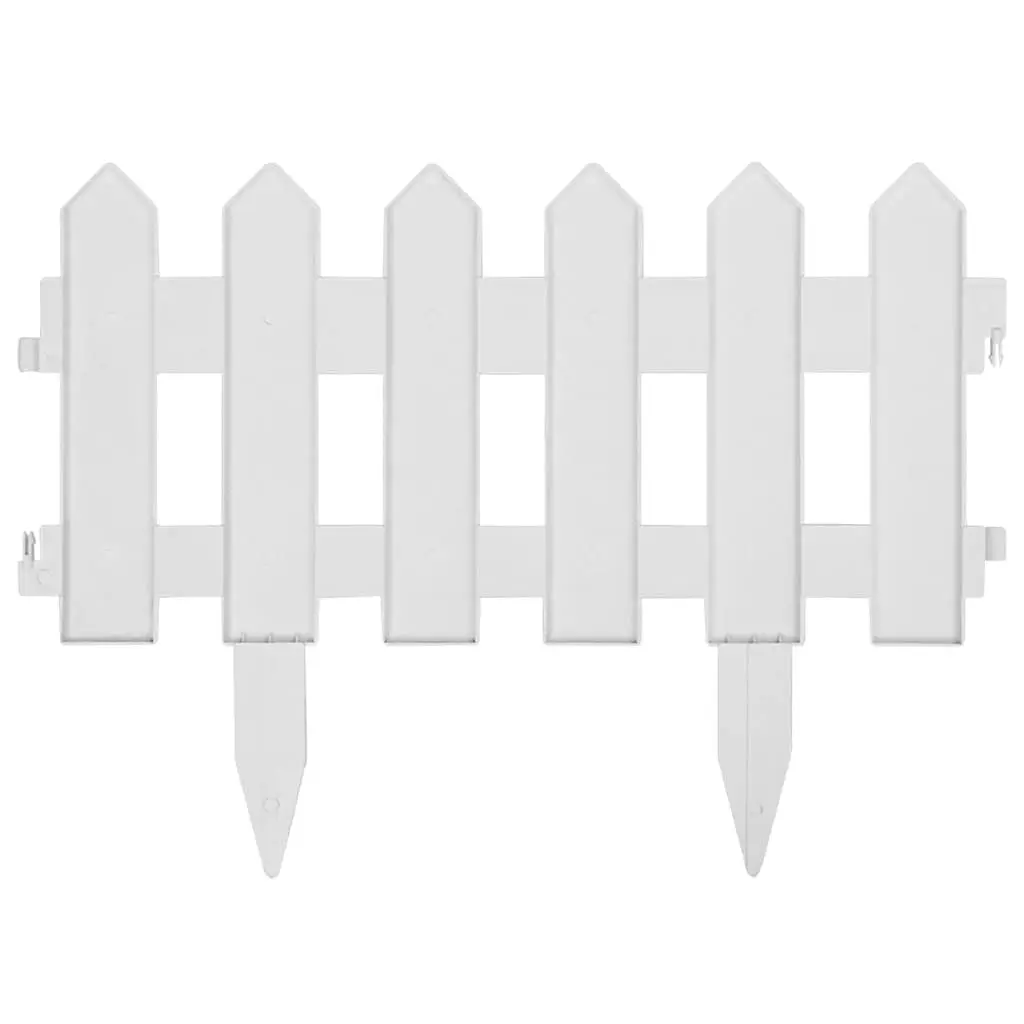 Garden Lawn Edging 25pcs White 10m PP Border Fence Panels Plant Bed Landscape