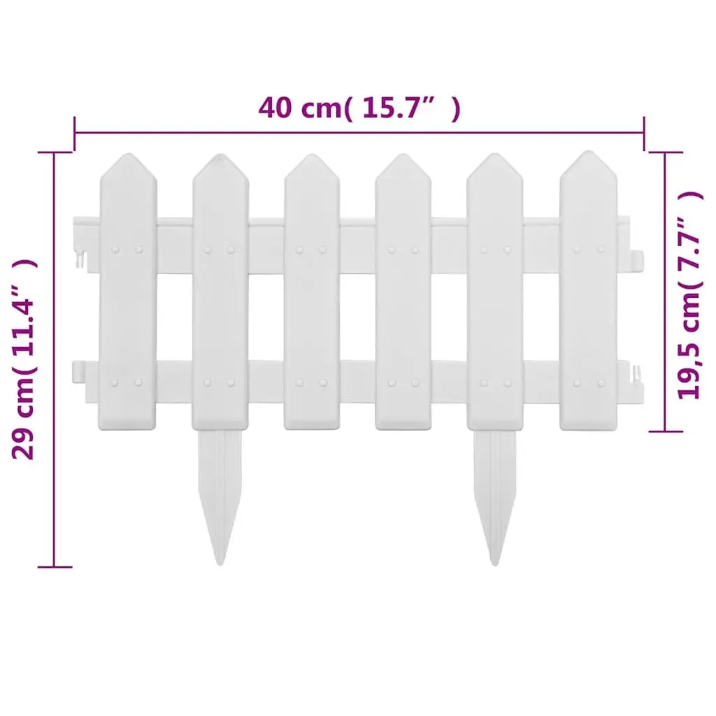 Garden Lawn Edging 25pcs White 10m PP Border Fence Panels Plant Bed Landscape