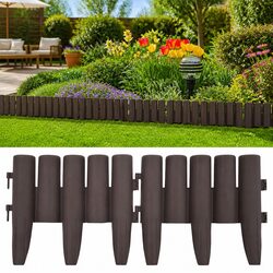 Garden Lawn Edging 36 Pieces Brown 10m Log Design Border Fence Outdoor