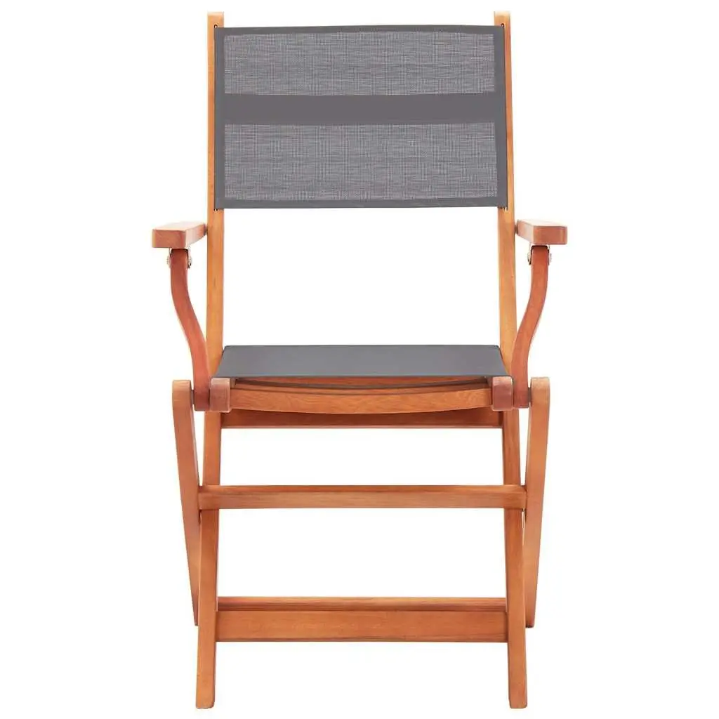 Folding Outdoor Armchairs Set 4 Pcs Grey Eucalyptus Wood Textilene Garden