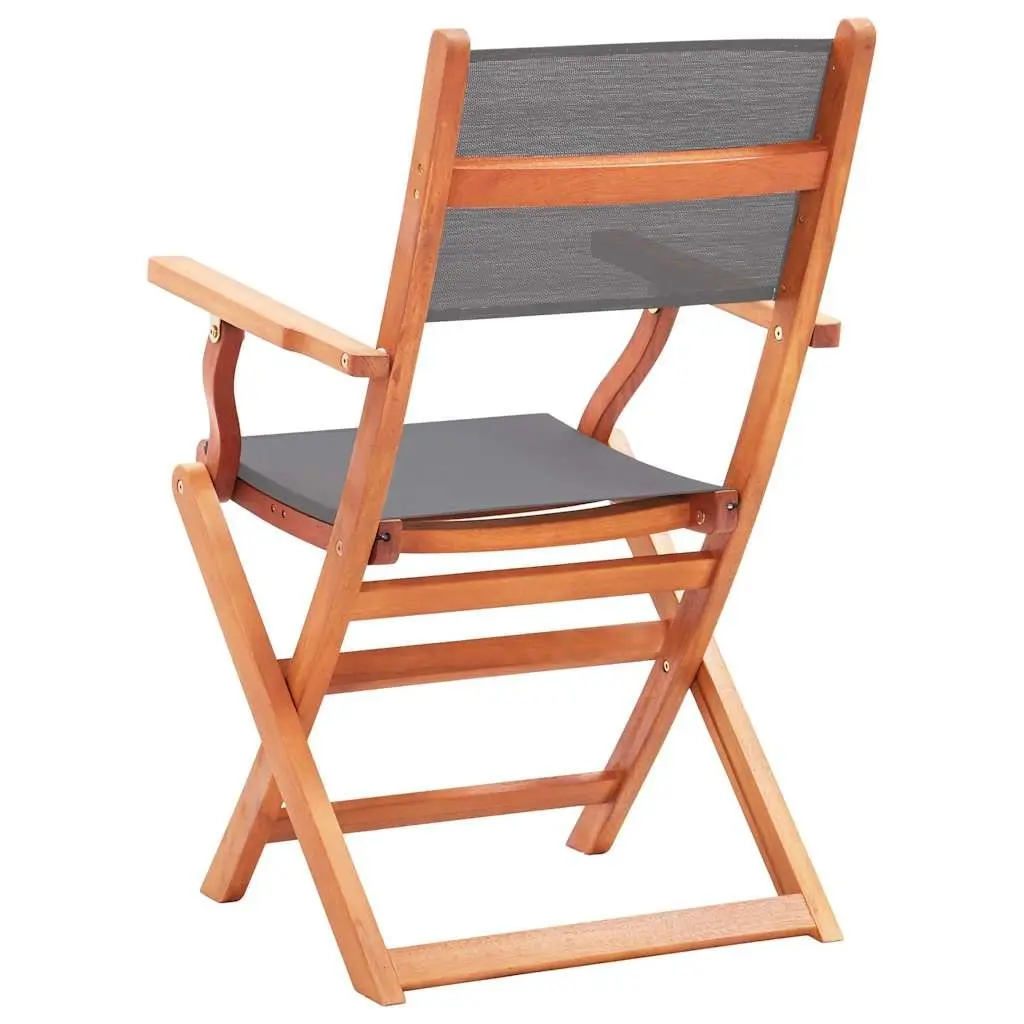 Folding Outdoor Armchairs Set 4 Pcs Grey Eucalyptus Wood Textilene Garden