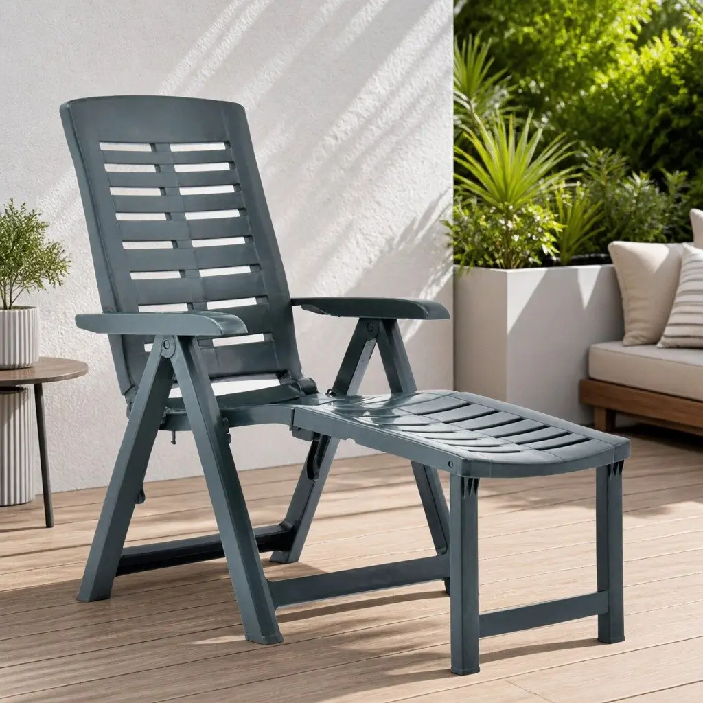 Folding Sun Lounger Adjustable Backrest Outdoor Patio Garden Reclining Chair