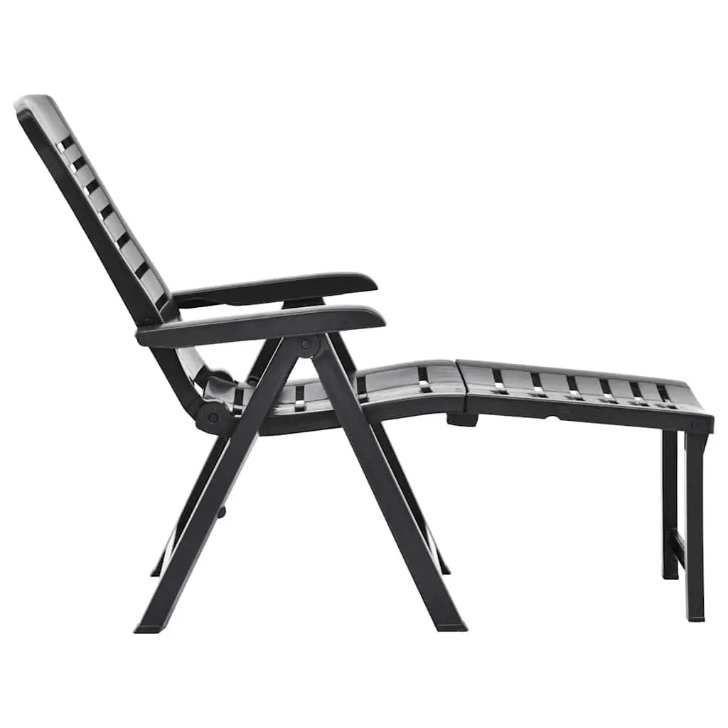 Folding Sun Lounger Adjustable Backrest Lightweight Anthracite