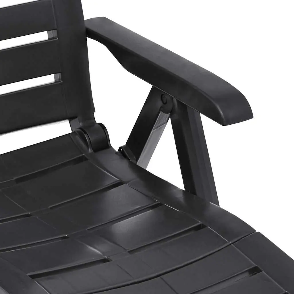 Folding Sun Lounger Adjustable Backrest Lightweight Anthracite